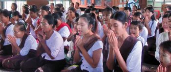 Young and old practice meditation